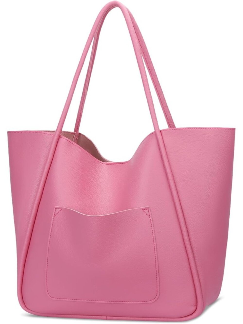 Women's Hot Pink Vegan Leather Large Capacity Travel Bag Tote Handbag